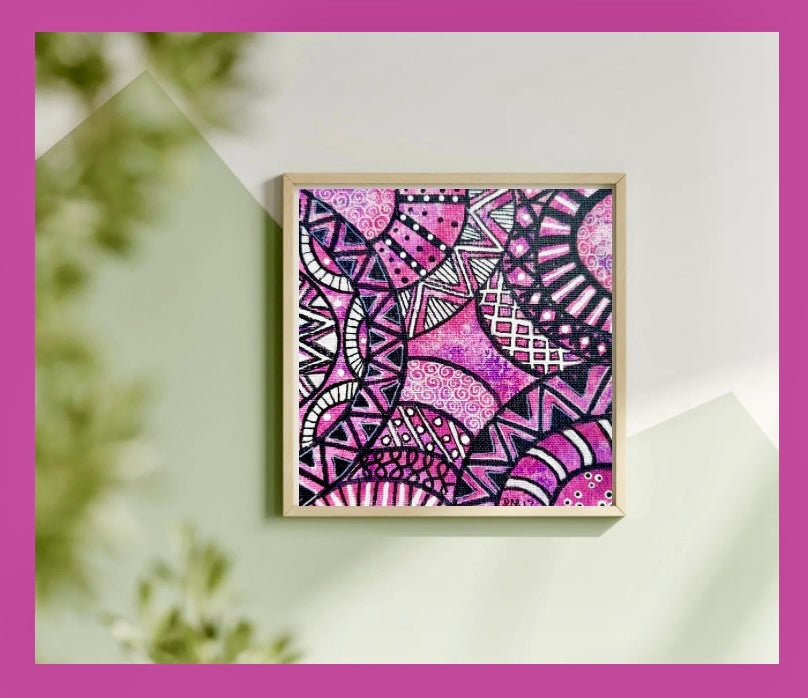 Zentangle Canvas Art ~ “Pink Pizzazz”